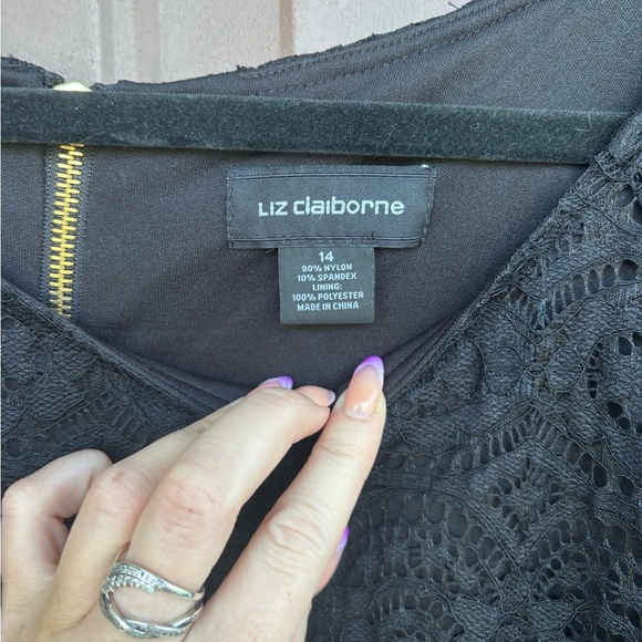 Liz Claiborne Black Lace Long Sleeve Dress - Picture 2 of 5